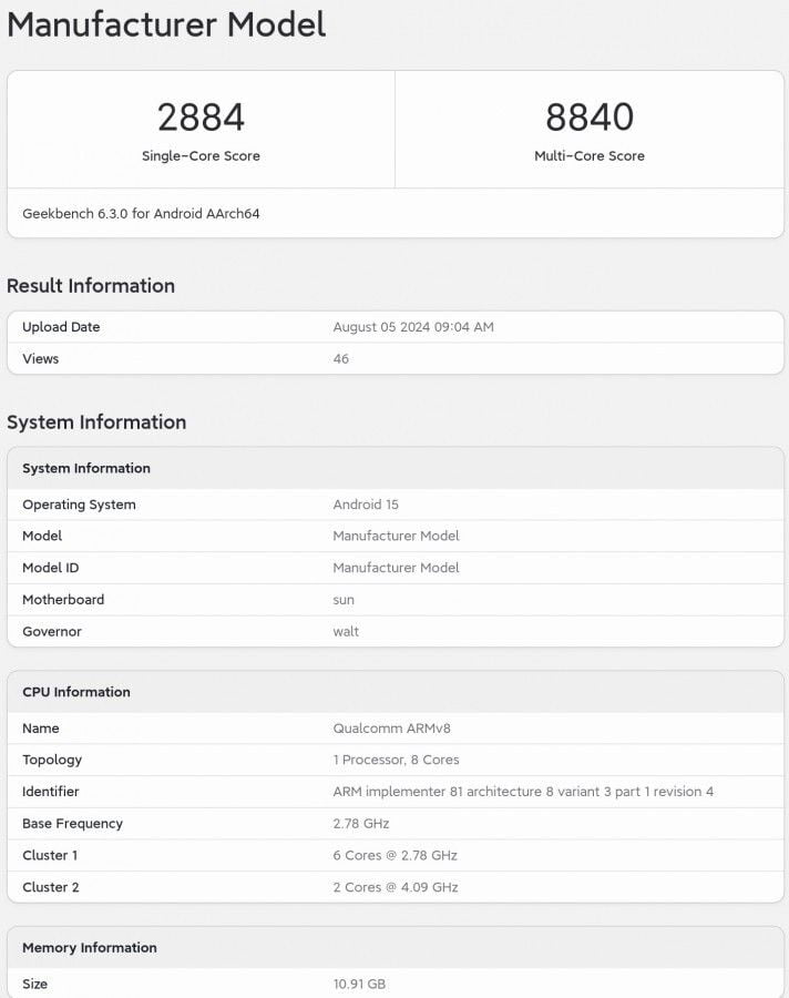 Snapdragon 8 Gen 4 впервые протестировали в Geekbench