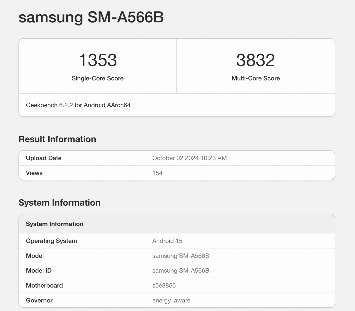 Galaxy A56 протестировали в Geekbench с процессором Exynos 1580