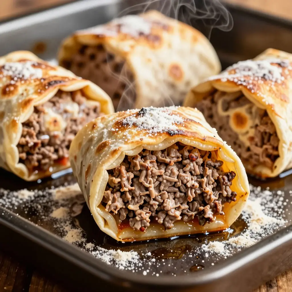 Заворачиваю мясной фарш в лаваш и заливаю: лазанья отдыхает — непреодолимые рулетики за считанные минуты