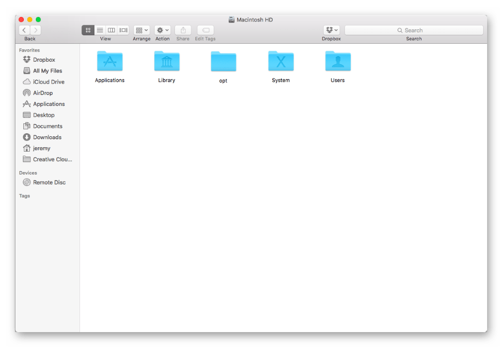 Файлы и папки в Finder на macOS