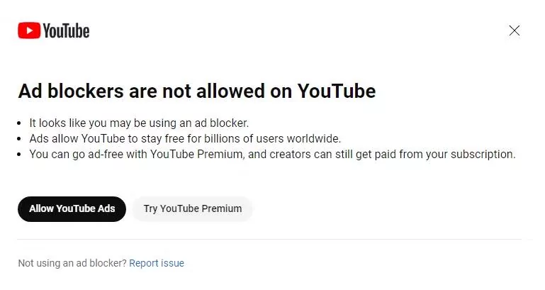 Это эксперимент: YouTube перестал показывать видео пользователям с блокировщиками рекламы