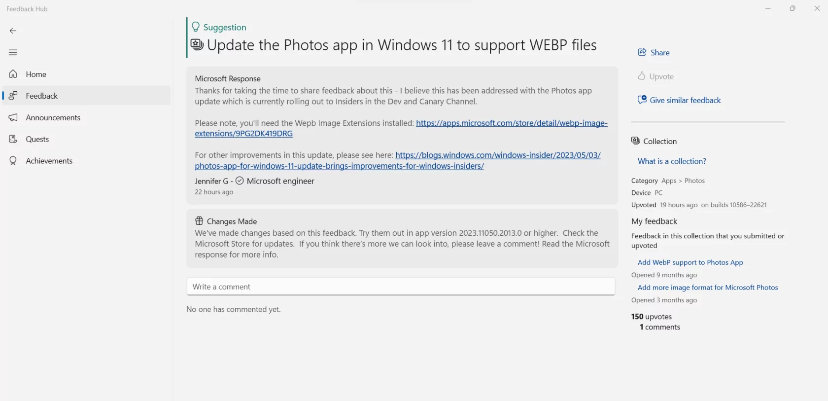 Microsoft тестирует поддержку формата WebP в приложении «Фото» в Windows 11
