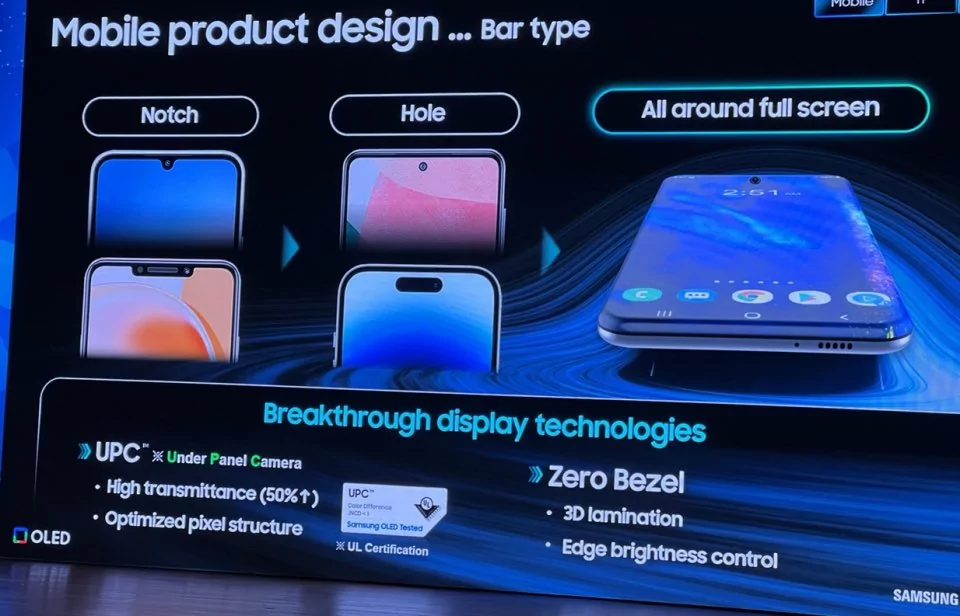 Samsung анонсировал по-настоящему безрамочный дисплей для смартфонов