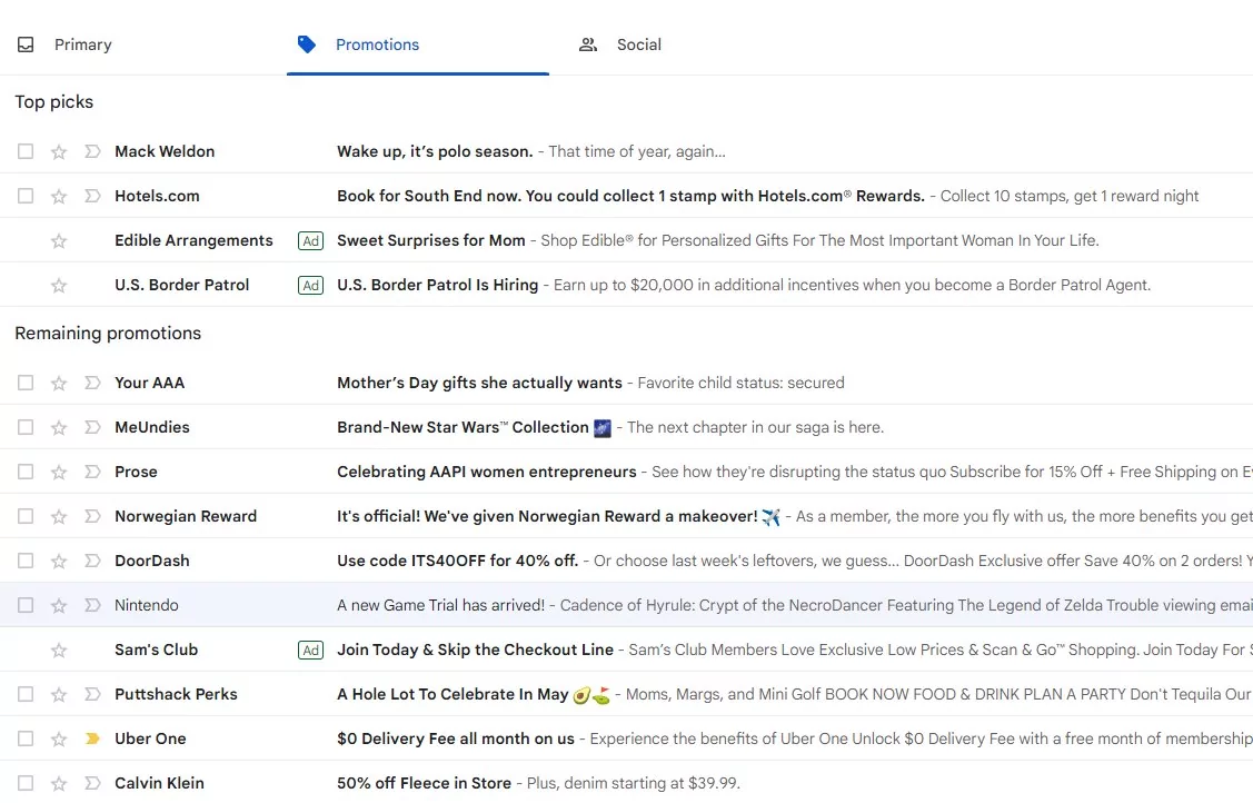 В Gmail теперь еще больше рекламы: появилась даже между сообщениями